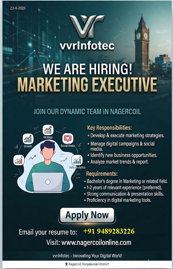Marketing Executive job at VVR Infotec Nagercoil